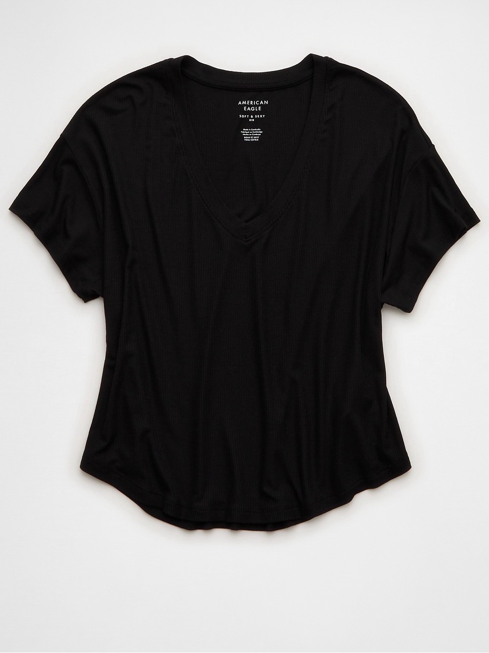 American Eagle Soft & Sexy Ribbed V-Neck Shirt- Size L